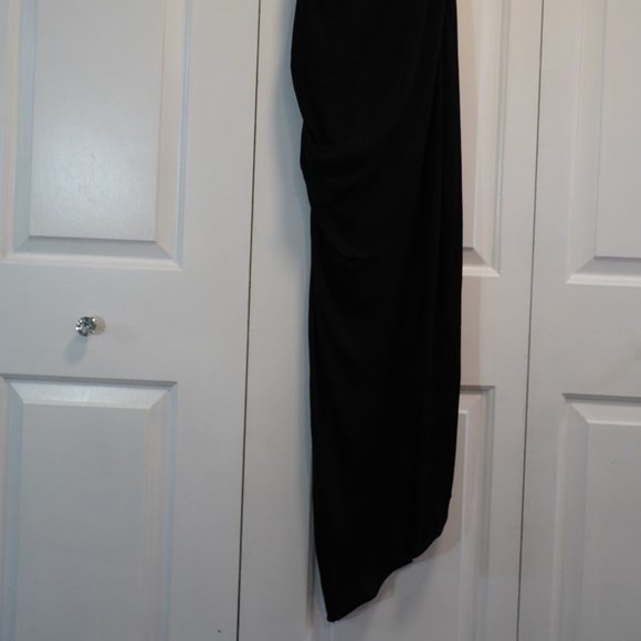Haute Hippie Black Sleeveless Halter Dress with Metal Buckle and Slanted Bottom - Picture 8 of 8